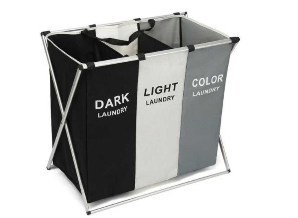 Kosz na pranie 3 komorowy organizer wolnostojący pojemnik 135l