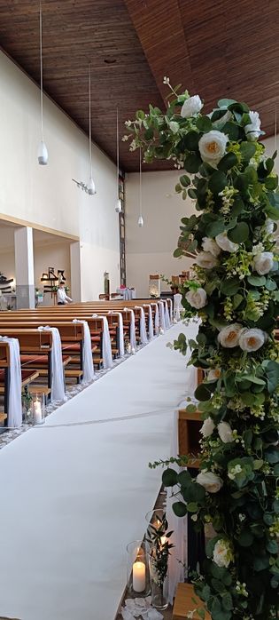 Kwiaty, wesele, ślub, kościół, Dekoracje ślubne, dekoracja kościoła, b