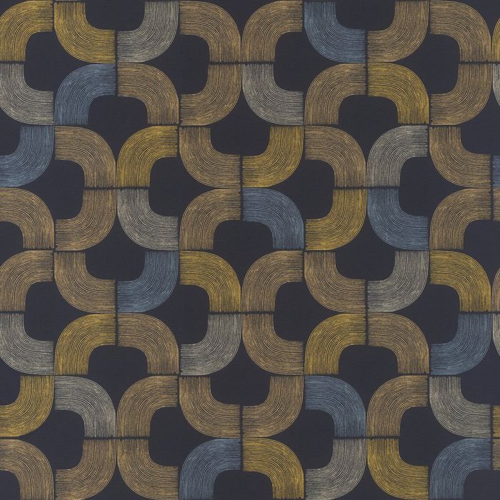 Tapeta 3D Granatowo-Złota Winylowa Na Flizelinie