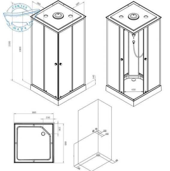 Душовий бокс Am.Pm X-Joy Square 90x90 W94C-403-090BT