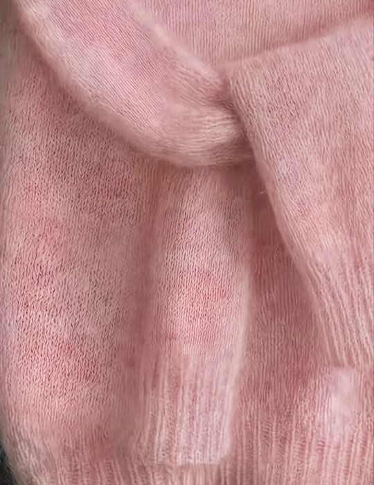 Nowy ciepły sweter z moheru XL/XXL brzoskwiniowo kremiey melanż