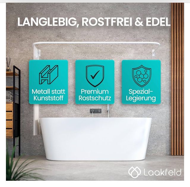 Drążek prysznicowy/wannowy LAAKFELD biały