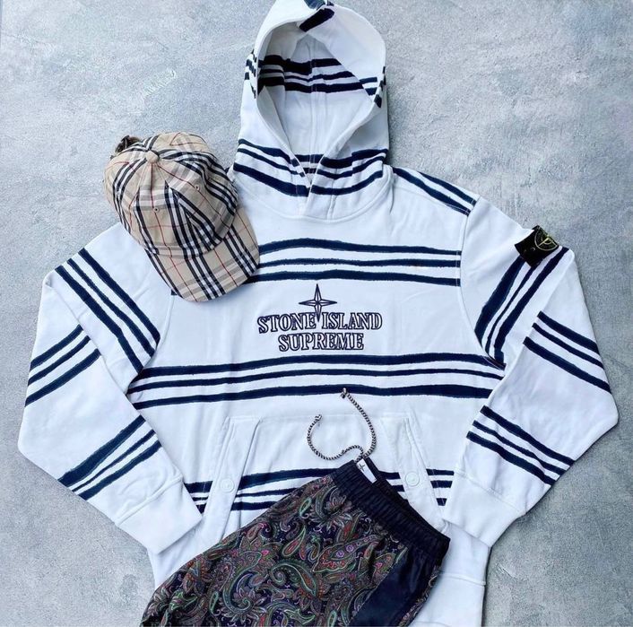 Худак Stone Island • Supreme/ Стонік/ Супрім/ Стон Айленд/ Біле Худі