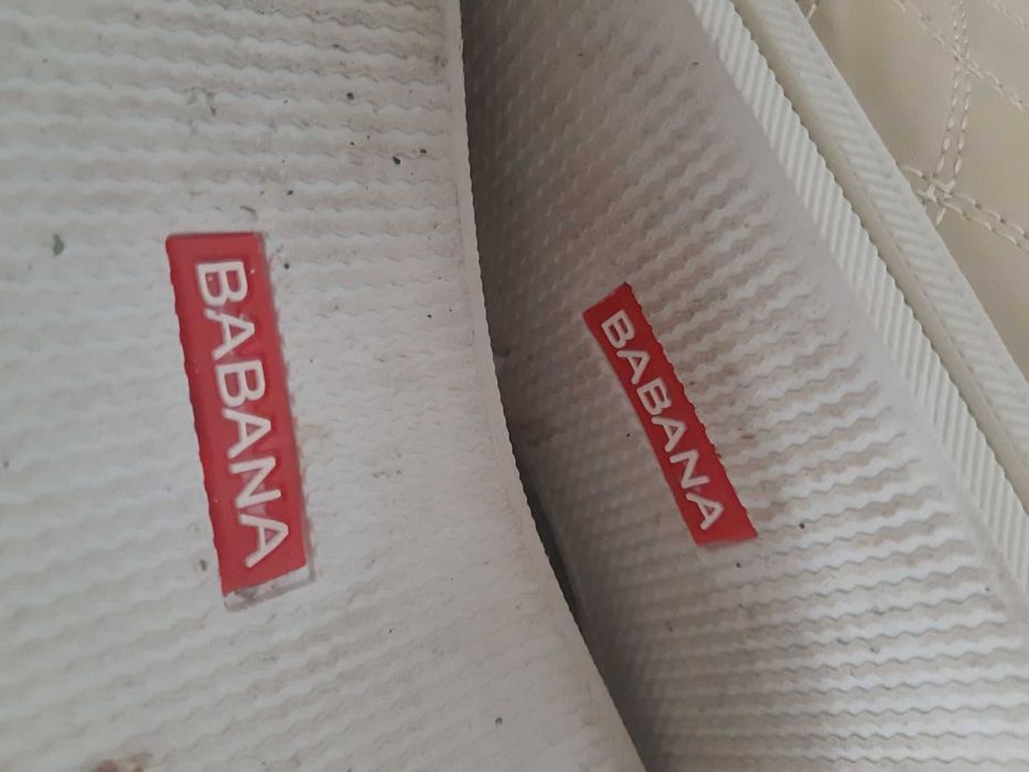 Beżowe/oliwkowe trampki z eko - skóry Babana