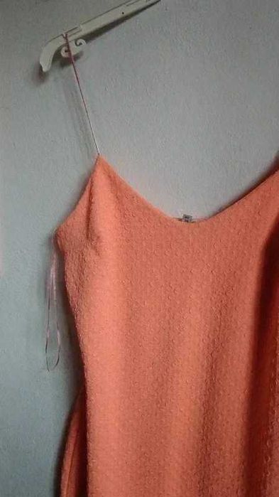 River Island Neonowa koralowa brzoskwiniowa sukienka wzory M L