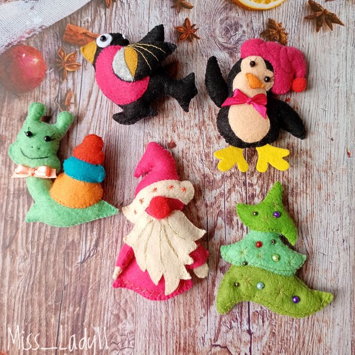 Набор ёлочных игрушек из фетра (5 шт.)