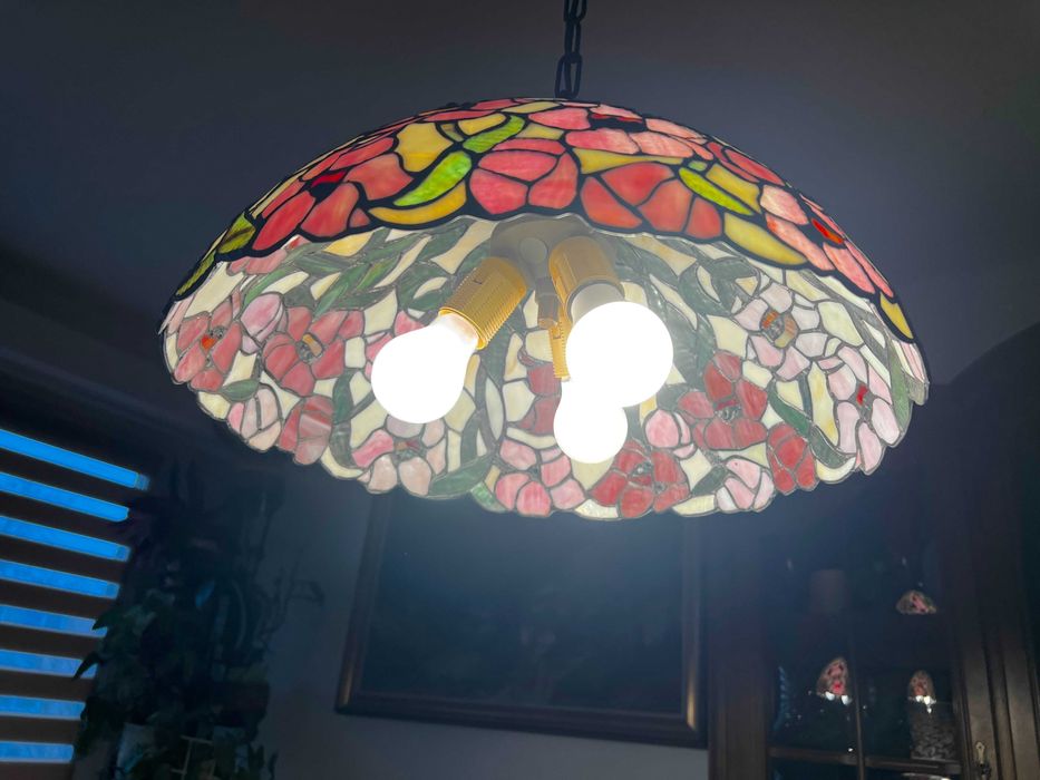 Żyrandol lampa wisząca - Tiffany - witrażowa, kwiaty