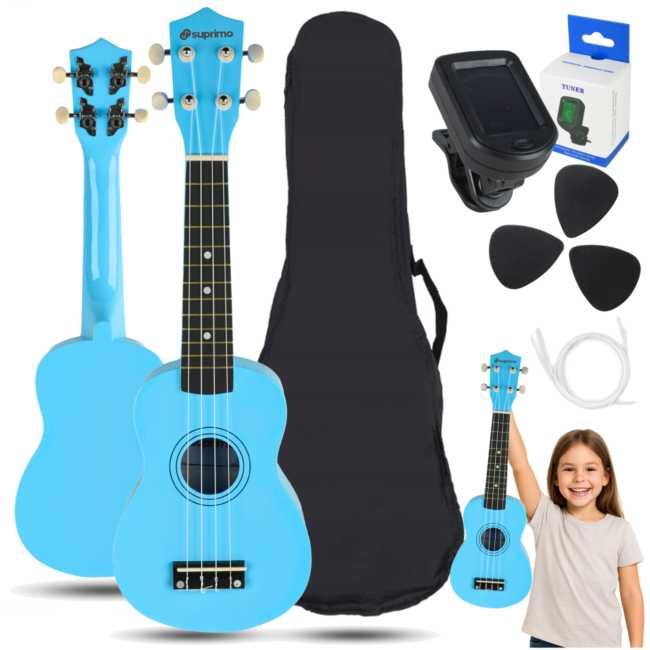 Ukulele sopranowe SUPRIMO UK21 SET BLUE +pokrowiec,tuner,struny,kostki