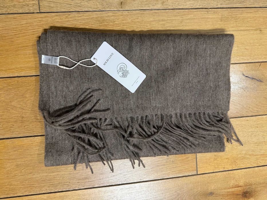 NOWY Szalik wełniany 100% brązowy