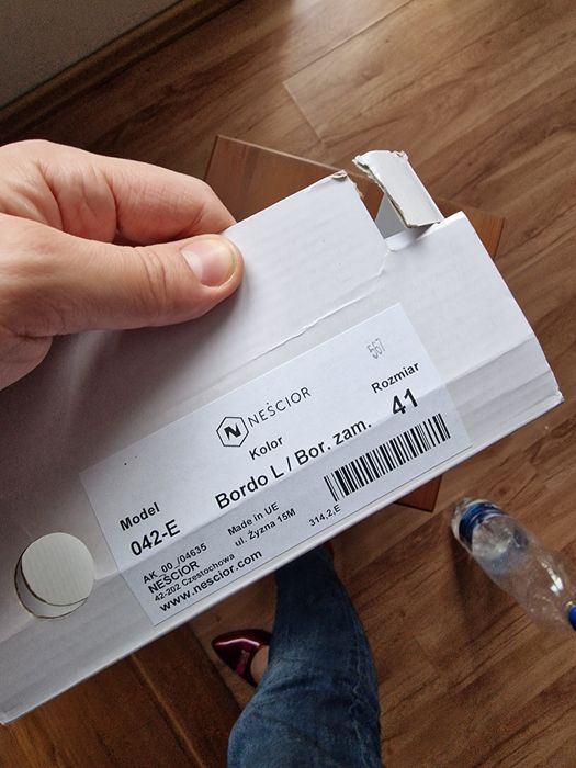 Bordowe czółenka Neścior 41 NOWE