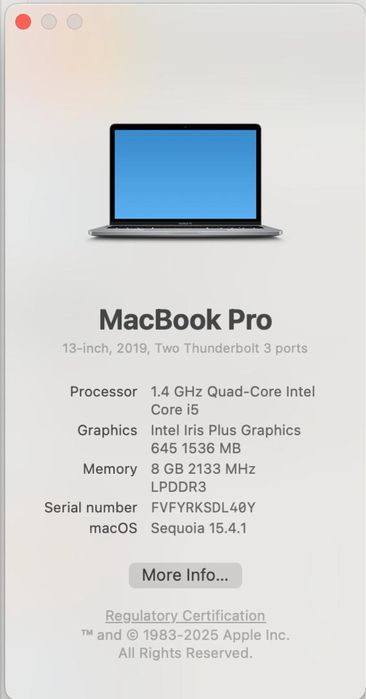 Macbook Pro 13 8/128 A2159 2019 Space Gray Touchbar