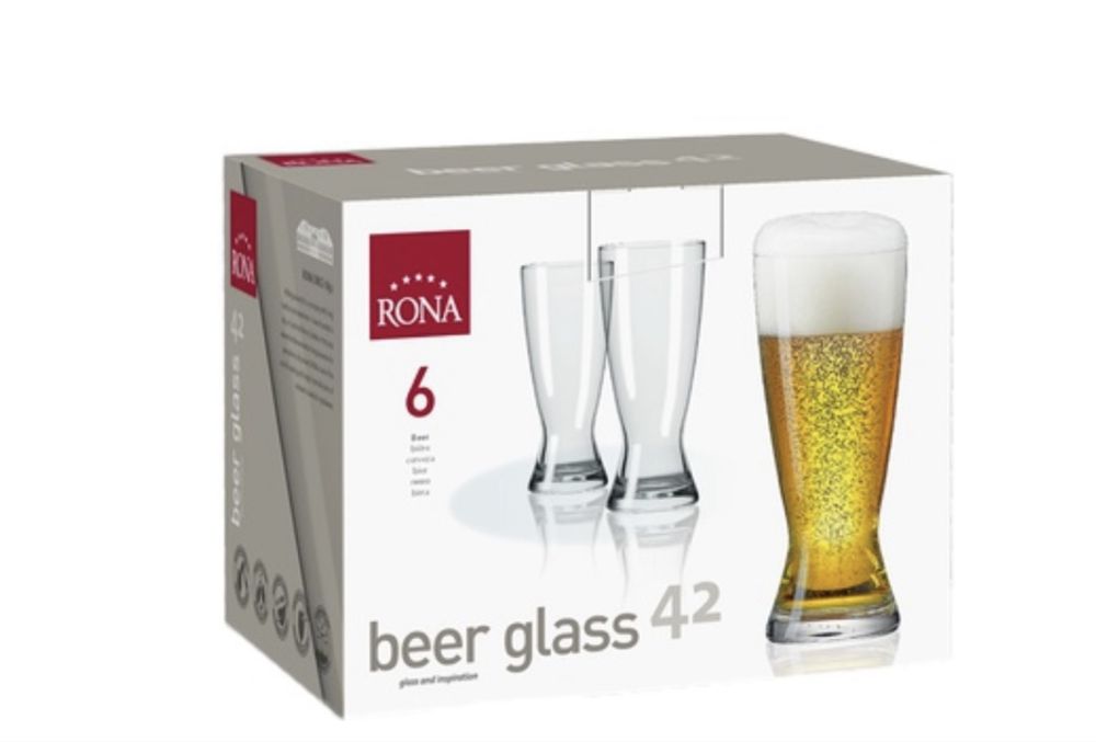 Набір келихів для пива Weizen Beer, Rona, 420мл, 6шт