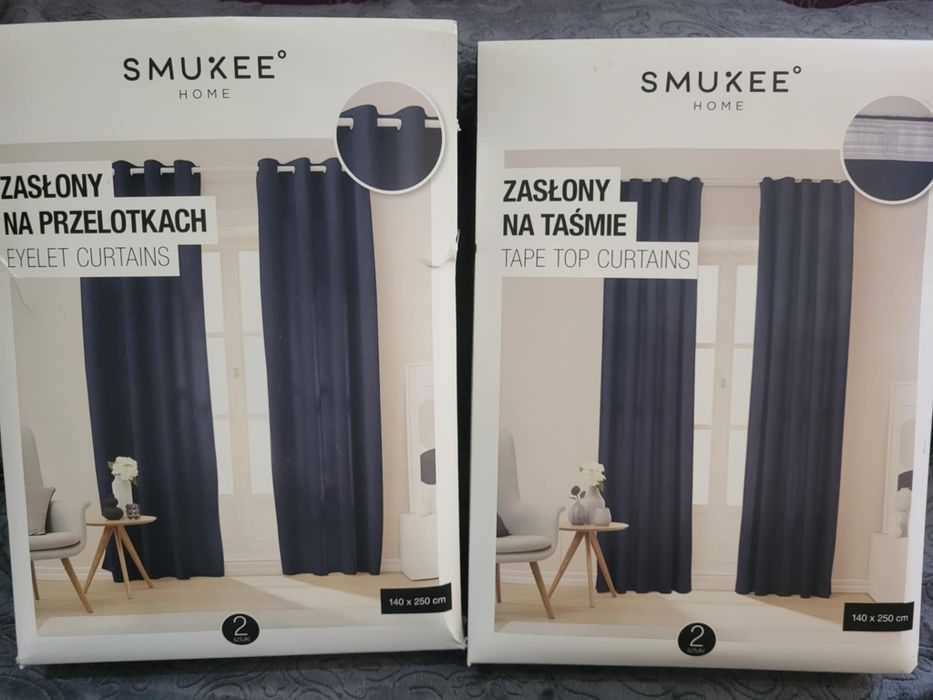 Zasłony na taśmie oraz przelotkach  .