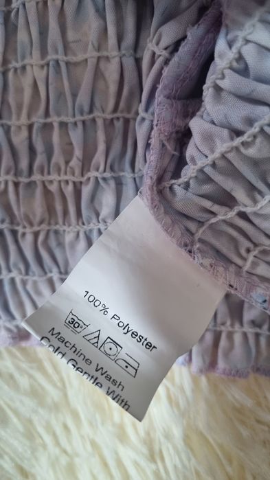 Fioletowo błękitno biała bluzka na ramiączkach top na wiosne