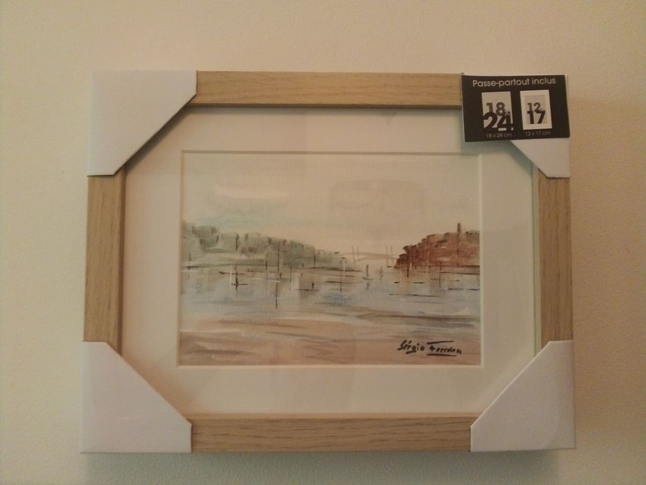 Quadro aguarela cidade do Porto (barco Rebelo)