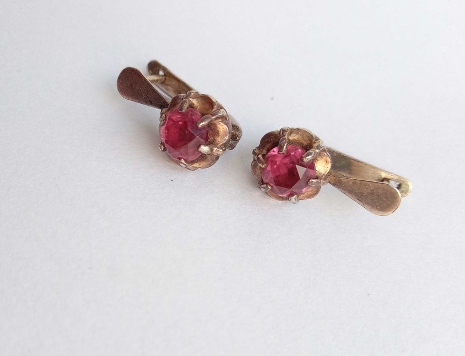 Сережки серьги вінтаж з камнями  Позолота Срібло 925 проба Зірка. СССР