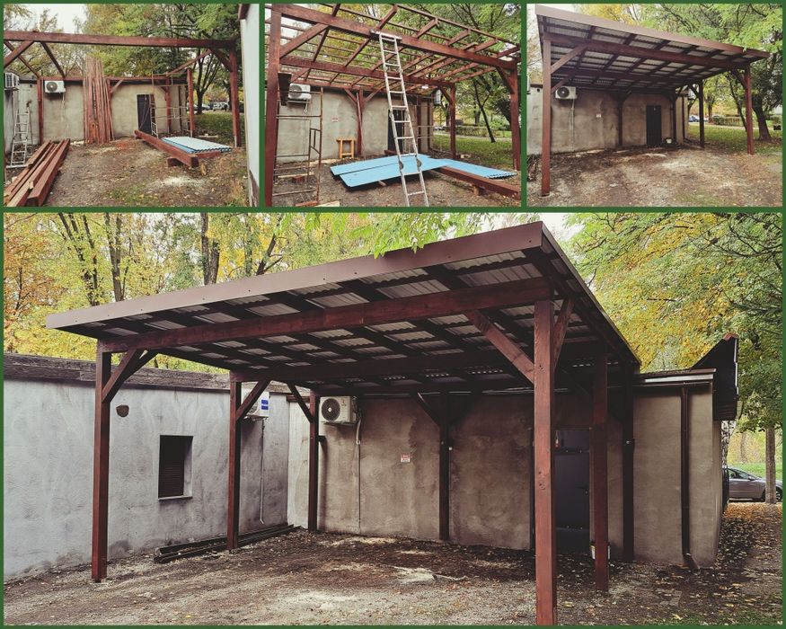 Wiata drewniana na samochód zadaszenia