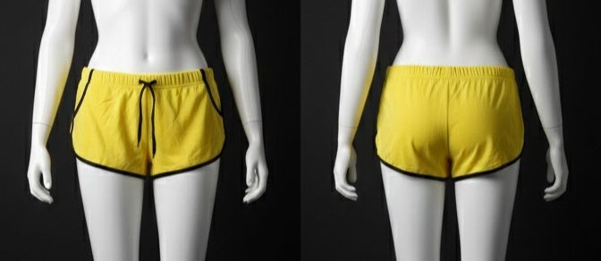 Жовті спортивні ретро-шорти dolphin shorts, спортивні мікро шорти