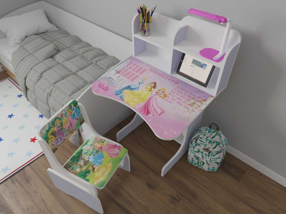 Парта Дитяча зростаюча зі стільцем та пеналом під стільницею