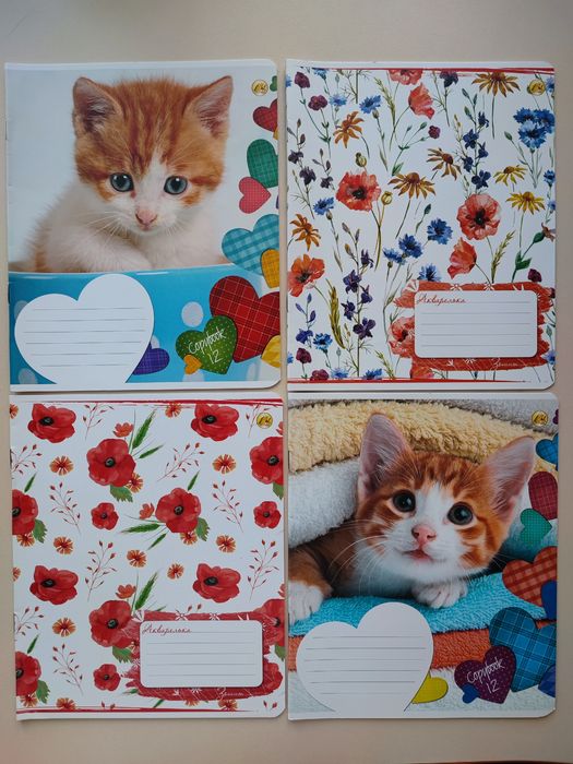 Зошити в похилу лінію (12 арк), в клітинку (24 арк)