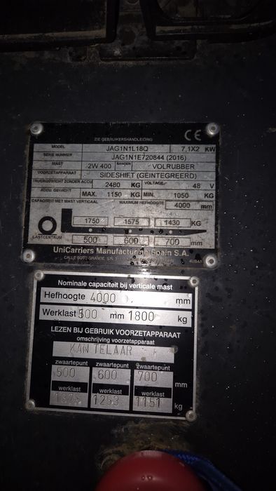 Wózek widłowy Unicarriers 18 Q Elektryczny Hyster Linde