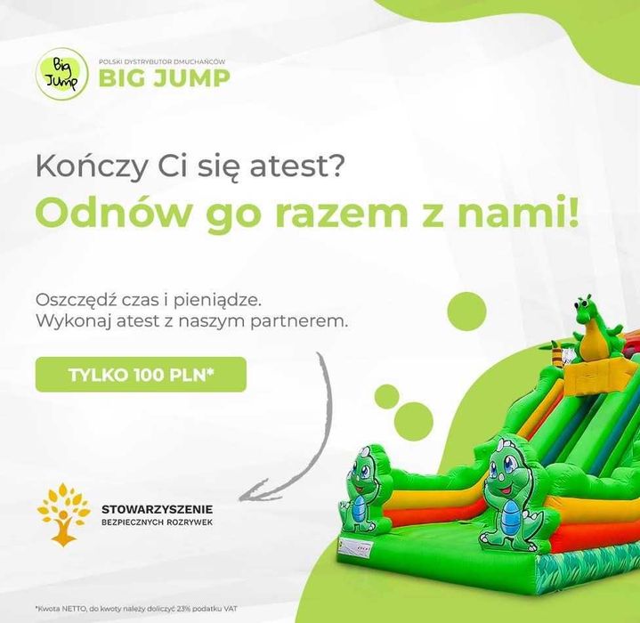 atesty na dmuchańce , orzeczenia , dokumenty dtr DMUCHANA ZJEŻDŻALNIA