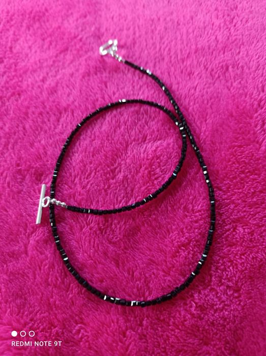 Naszyjnik turmalin czarny kostka