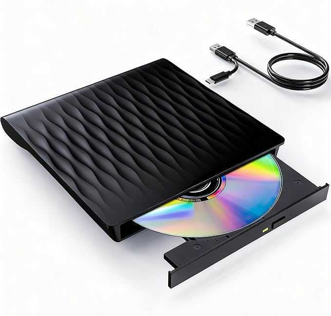 Zewnętrzny Napęd CD DVD smukła przenośna nagrywarka zewnętrzna USB 3.0 Type-C, CD-ROM +/-RW