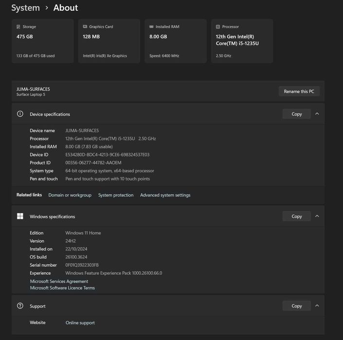 surface laptop 5 i5 512GB (Como Novo]
