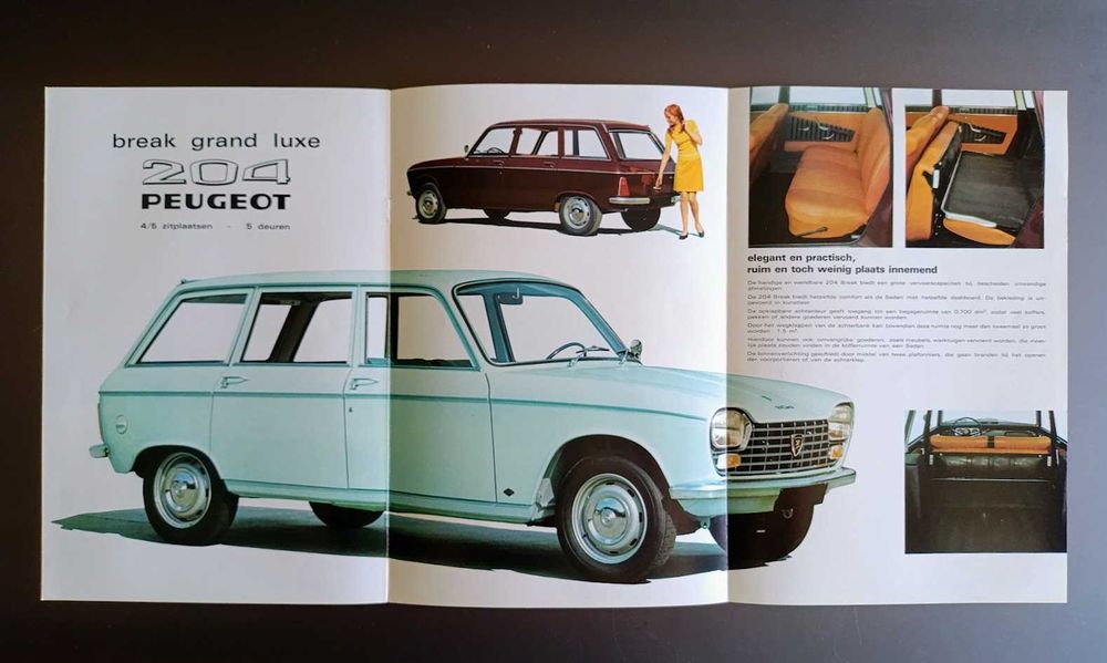 Folheto publicidade memorabilia 1968 Peugeot 204
