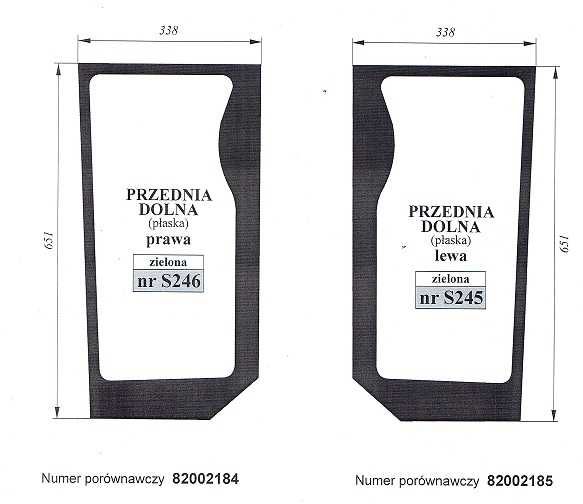 szyba Case,Fiat,Ford,New Hollan -przednia dolna  S 245  S 246