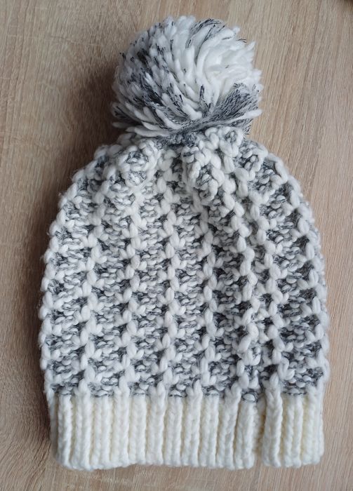 Komplet czapka z pomponem i szal gruby splot Greenpoint