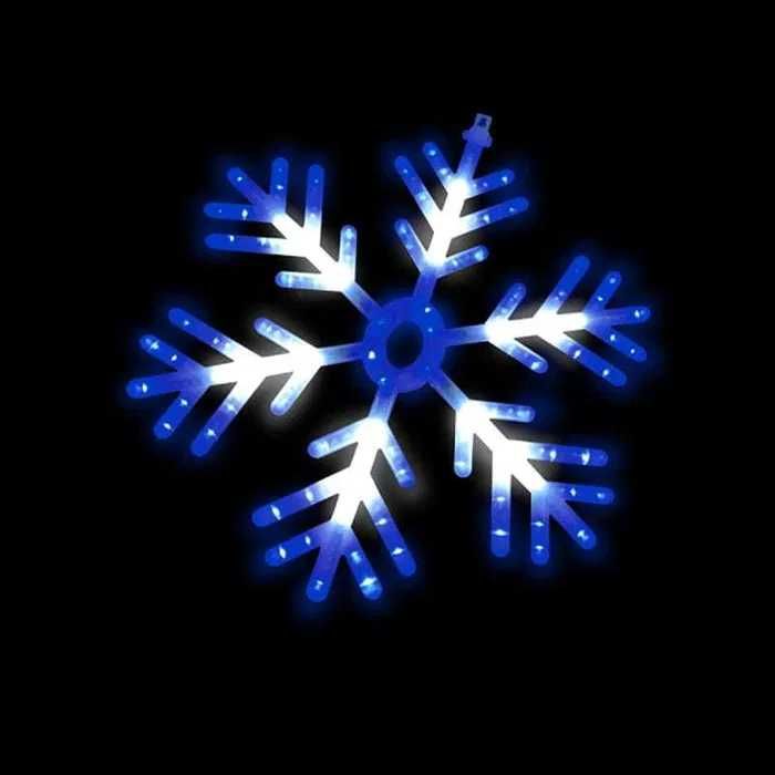Wisząca ozdoba LED ŚNIEŻYNKA 57 CM biało- niebieska Płatek śniegu