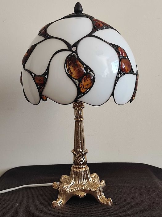 Lampa szkło bursztyn mosiądz