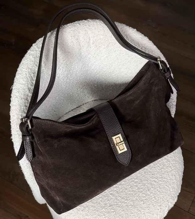 Vera Pelle made in Italy натуральная замшевая коричневая,шоколадная сумка итальянская натуральная кожанная сумка,натуральная замшевая Італія