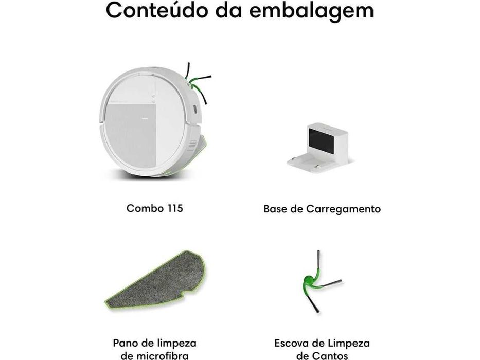 ARTIGO NOVO — Aspirador Robô iRobot Roomba 115 Combo (Autonomia: 270 min - Branco)
