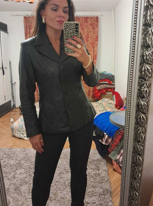 Czarna marynarka kurtka skórzana Wilsons Leather rozm. M