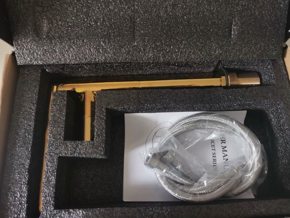 Kran Łazienkowy Mosiężny Złoty Połysk