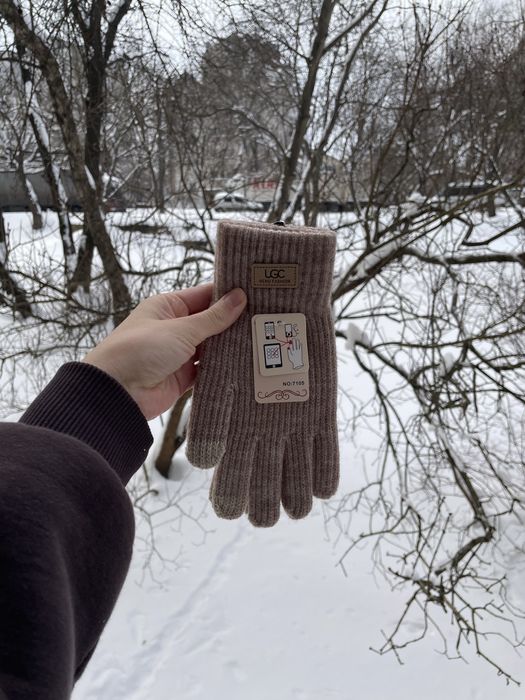 Рукавці жіночі зимові перчатки рукавички  на зиму бежеві білі