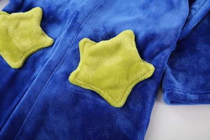 Nowy szlafrok dziecięcy / dinozaur/ kaptur / niebieski / 3-5lat !2372!