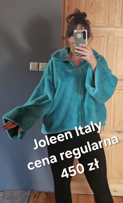 Turkusowe wlosloe futro kurtka Joleen
