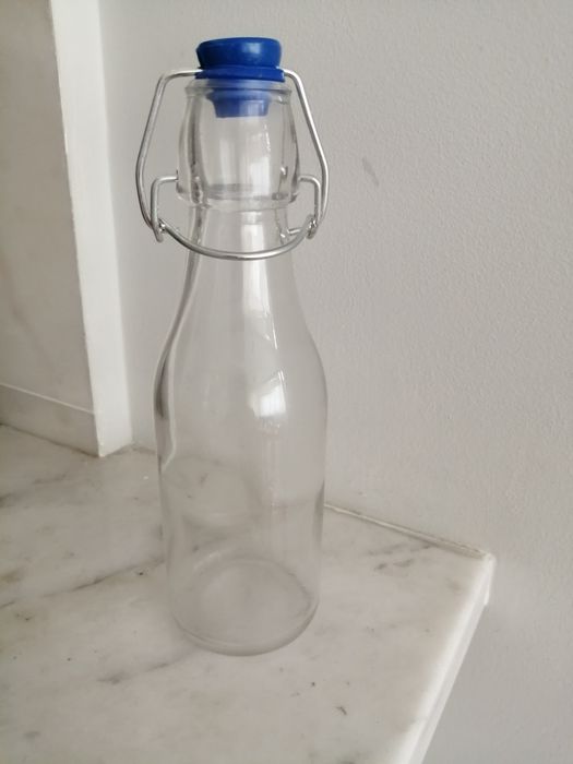 Garrafa vidro - tampa estilo vintage-260 ml-nova a estrear