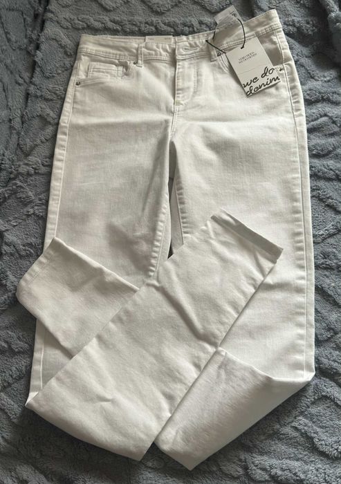Białe spodnie jeansy Vero Moda skinny denim średni stan 36 GRATIS Mid