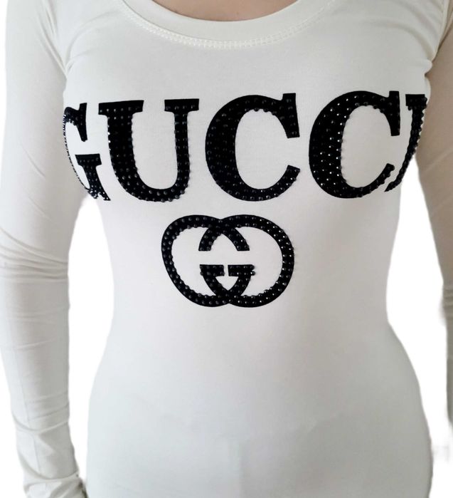 Bluzka damska Longsleeve Gu cci biała