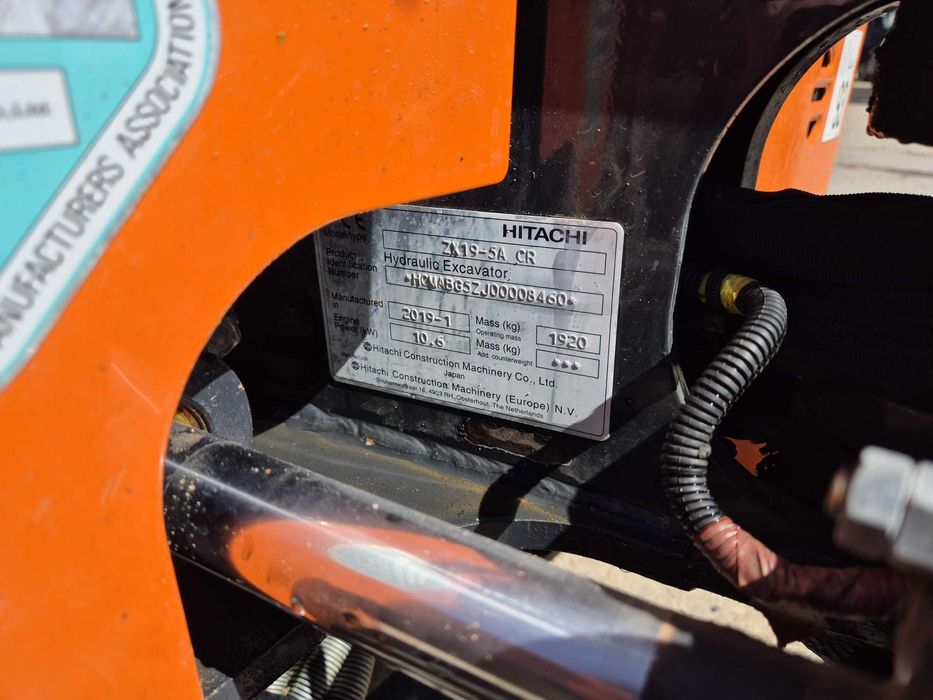 KOPARKA HITACHI ZX19-5 – 2019 r., 950 mth – 1 WŁAŚCICIEL