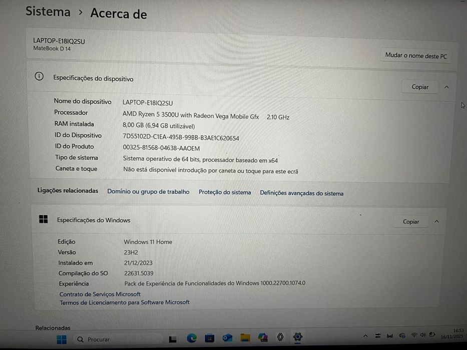 Computador Huawei Marebook D14