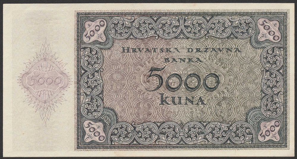Chorwacja 5000 kuna 1943 - stan bankowy - UNC -