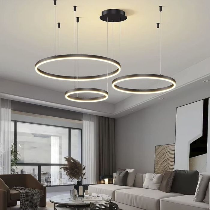 Підвісна люстра на 3 кільця,стильна люстра,світлодіодна люстра