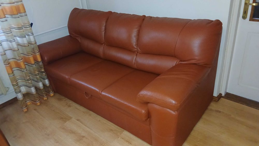 Sofa skórzana Wainert trzy osobowa z funkcją spania