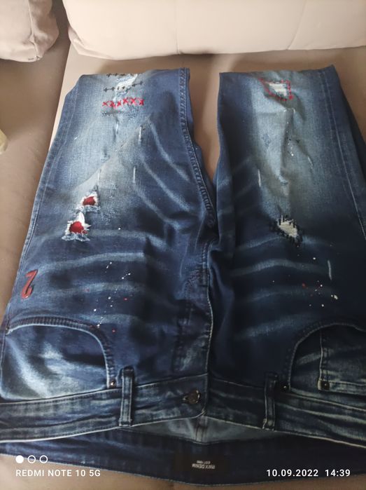 Spodnie z streczu na topie roz 50x2 dł 102.